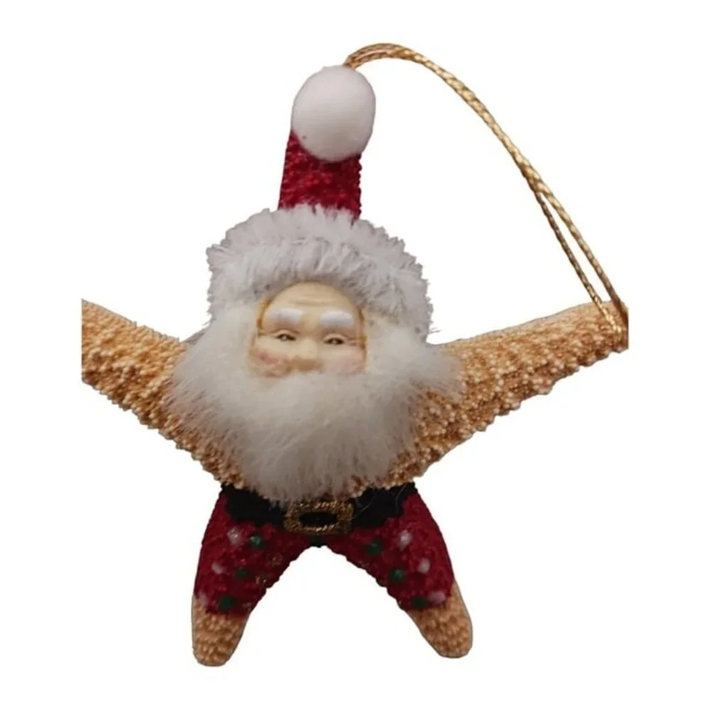 Santa starfish set of 2 ornaments